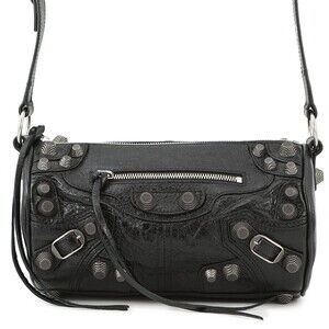 Balenciaga Shoulder Bag Le Cagole Cylinder Leather Black
